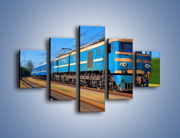 Obraz na płótnie – Pociąg pasażerski w ruchu – pięcioczęściowy TM023W1