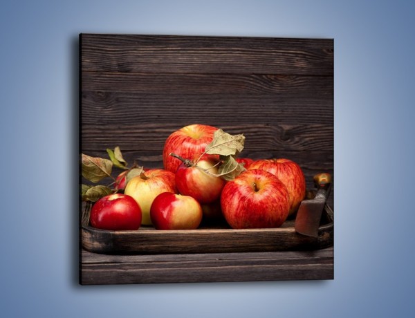 Obraz na płótnie – Dojrzałe jabłka na stole – jednoczęściowy kwadratowy JN653
