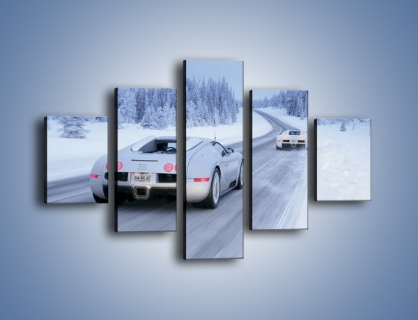 Obraz na płótnie – Bugatti Veyron w śniegu – pięcioczęściowy TM134W1
