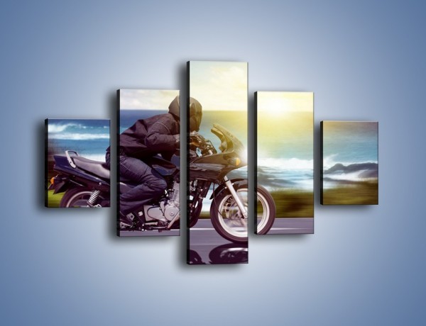 Obraz na płótnie – Jazda motocyklem o wschodzie słońca – pięcioczęściowy TM147W1