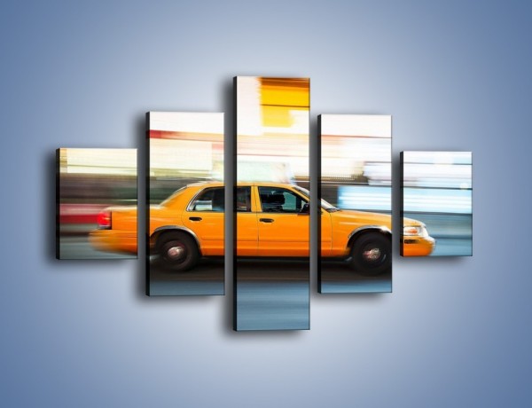Obraz na płótnie – Żółta taksówka w ruchu – pięcioczęściowy TM221W1
