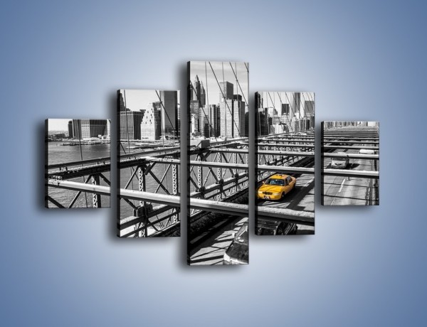 Obraz na płótnie – Taksówka na nowojorskim moście – pięcioczęściowy TM224W1