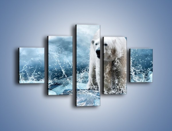 Obraz na płótnie – Polarny niedźwiedź na lodzie – pięcioczęściowy Z264W1