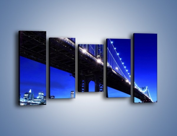 Obraz na płótnie – Oświetlony most wieczorem – pięcioczęściowy AM003W2