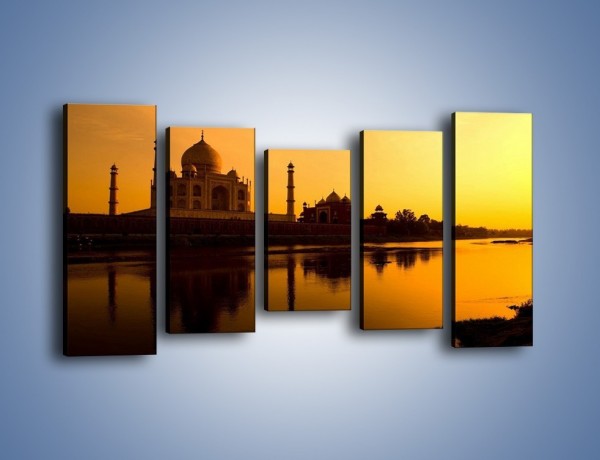 Obraz na płótnie – Taj Mahal o zachodzie słońca – pięcioczęściowy AM075W2