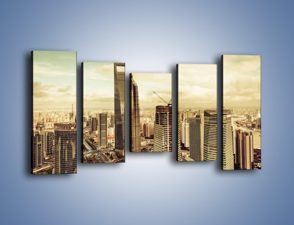 Obraz na płótnie – Panorama miasta w ciągu dnia – pięcioczęściowy AM128W2