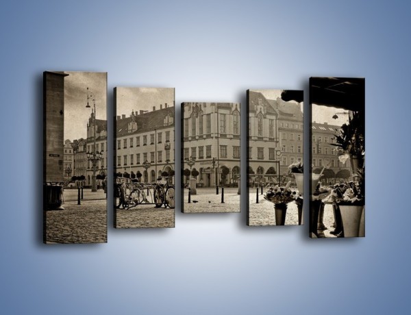 Obraz na płótnie – Rynek Starego Miasta w stylu vintage – pięcioczęściowy AM138W2