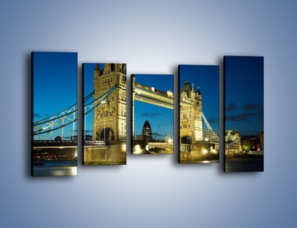Obraz na płótnie – Tower Bridge wieczorową porą – pięcioczęściowy AM159W2