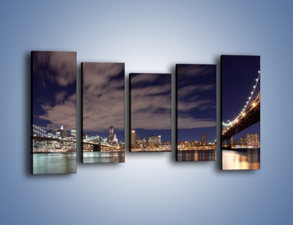 Obraz na płótnie – Rozświetlone nowojorskie mosty – pięcioczęściowy AM204W2