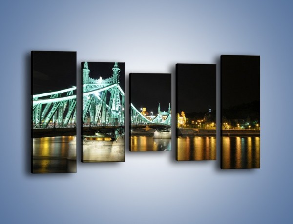 Obraz na płótnie – Oświetlony most w nocy – pięcioczęściowy AM208W2