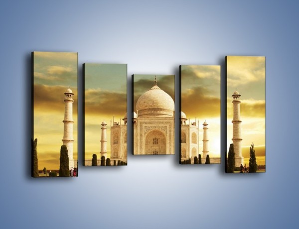 Obraz na płótnie – Tadź Mahal o zachodzie słońca – pięcioczęściowy AM285W2