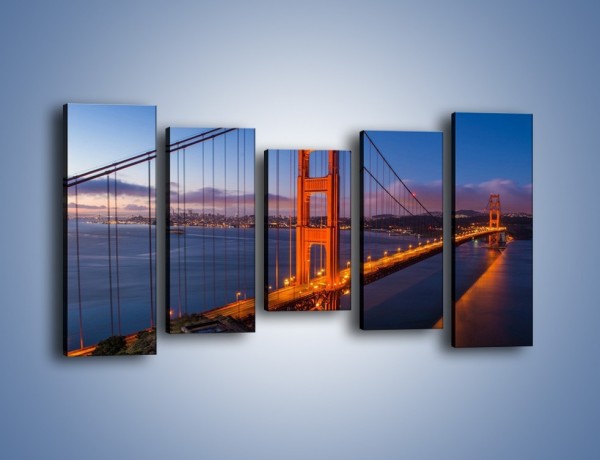 Obraz na płótnie – Rozświetlony most Golden Gate – pięcioczęściowy AM360W2