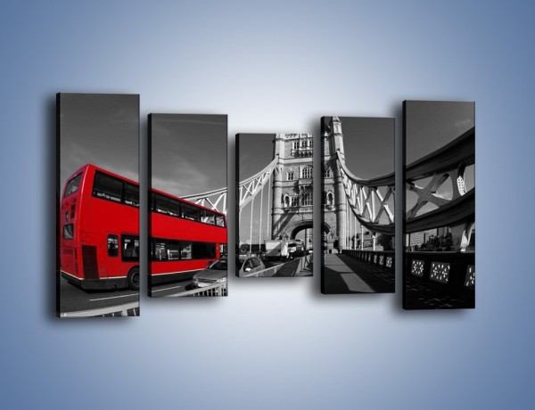 Obraz na płótnie – Tower Bridge i czerwony autobus – pięcioczęściowy AM394W2