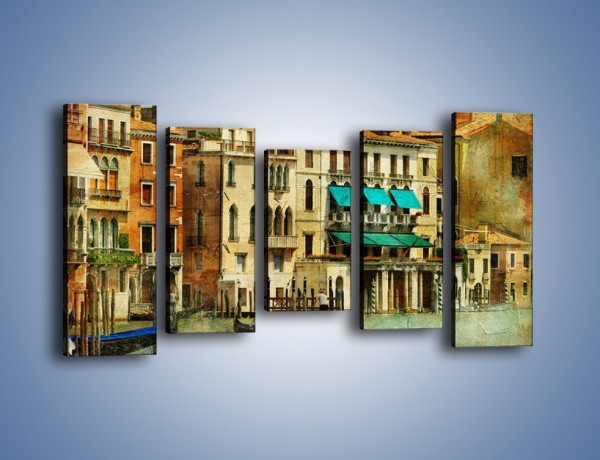 Obraz na płótnie – Weneckie domy w stylu vintage – pięcioczęściowy AM459W2