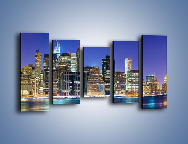 Obraz na płótnie – Kolorowa panorama Nowego Yorku – pięcioczęściowy AM479W2