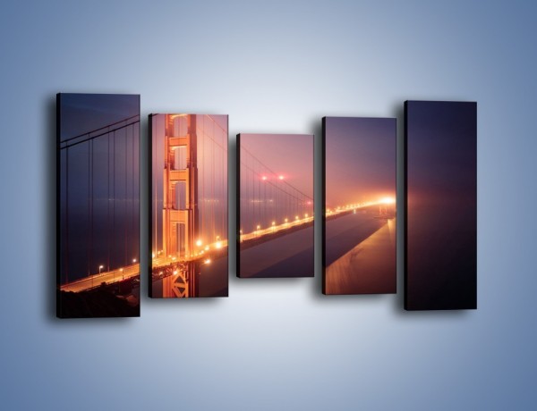 Obraz na płótnie – Most Golden Gate w nocnej mgle – pięcioczęściowy AM490W2