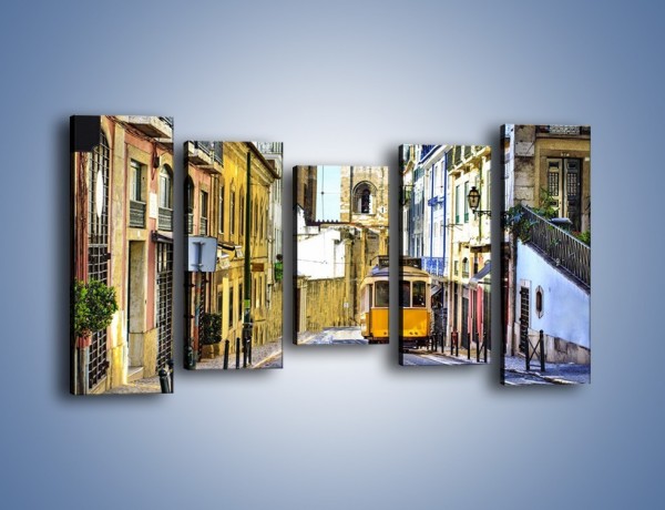Obraz na płótnie – Romantyczna uliczka w Lizbonie – pięcioczęściowy AM530W2