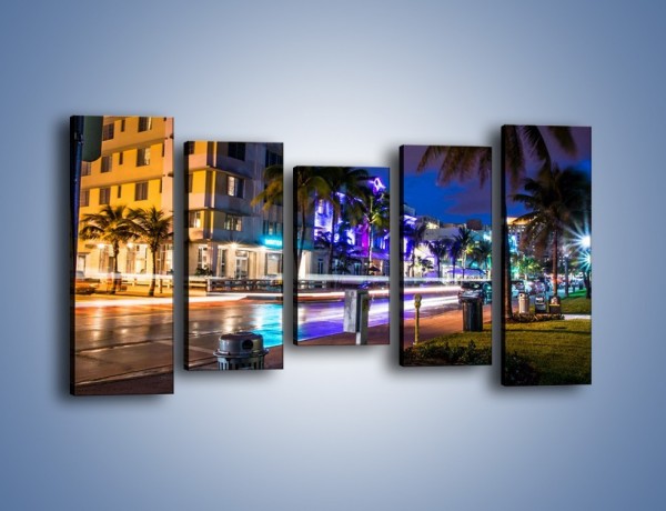 Obraz na płótnie – Ulice Miami nocą – pięcioczęściowy AM536W2
