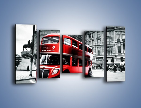 Obraz na płótnie – Czerwony bus w Londynie – pięcioczęściowy AM540W2