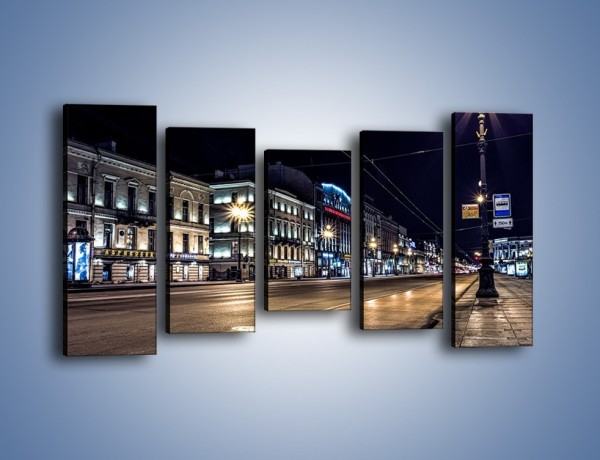 Obraz na płótnie – Ulica w Petersburgu nocą – pięcioczęściowy AM544W2