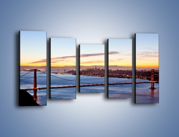 Obraz na płótnie – Most Golden Gate o zachodzie słońca – pięcioczęściowy AM608W2