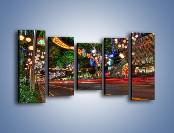 Obraz na płótnie – Noworoczne dekoracje w Singapurze – pięcioczęściowy AM616W2