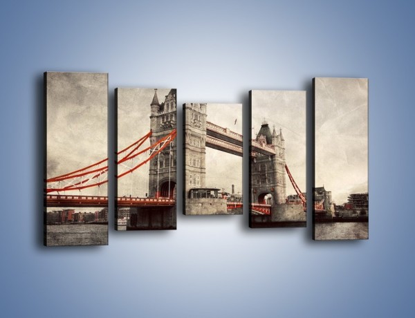Obraz na płótnie – Tower Bridge w stylu vintage – pięcioczęściowy AM668W2