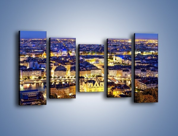 Obraz na płótnie – Nocna panorama Lyonu – pięcioczęściowy AM707W2