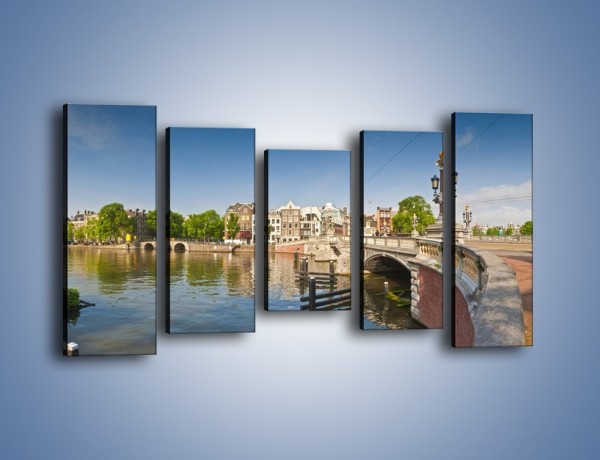 Obraz na płótnie – Most Blauwbrug w Amsterdamie – pięcioczęściowy AM713W2