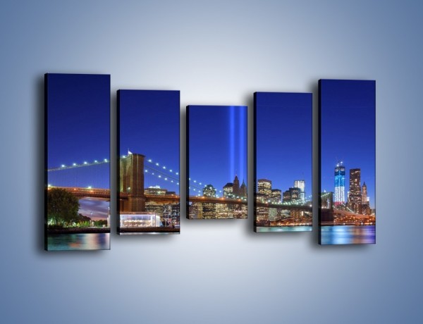 Obraz na płótnie – Świetlne kolumny w Nowym Jorku – pięcioczęściowy AM757W2