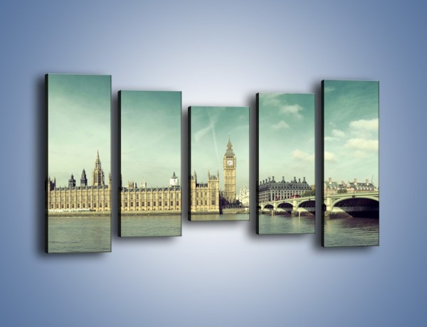 Obraz na płótnie – Panorama Pałacu Westminsterskiego – pięcioczęściowy AM758W2