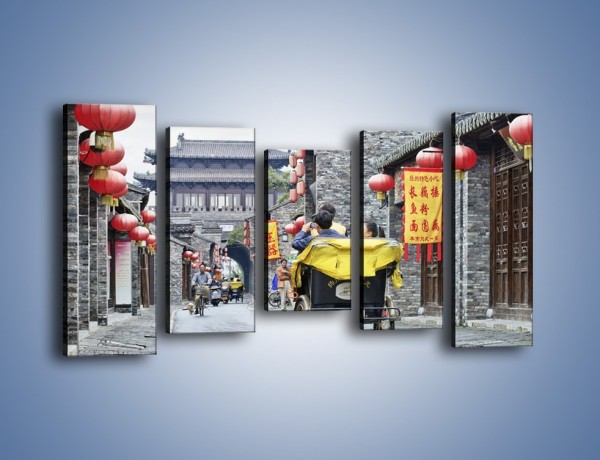Obraz na płótnie – Podróż rikszą w mieście Zhangjiakou – pięcioczęściowy AM762W2
