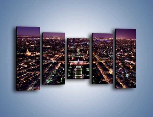 Obraz na płótnie – Panorama Paryża z Wieży Eiffla – pięcioczęściowy AM764W2
