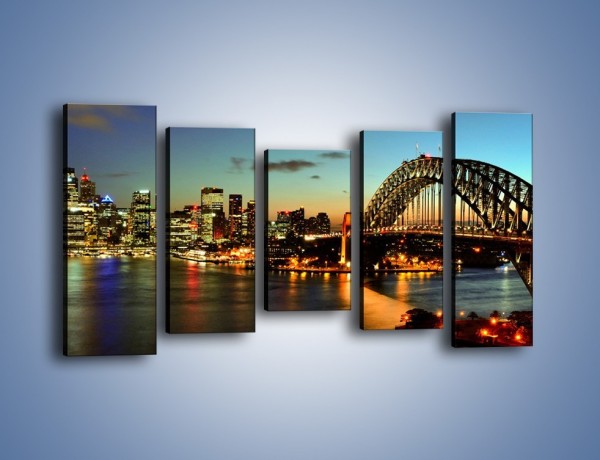 Obraz na płótnie – Panorama Sydney po zmroku – pięcioczęściowy AM770W2