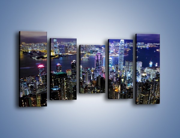 Obraz na płótnie – Nocna panorama Hong Kongu – pięcioczęściowy AM772W2
