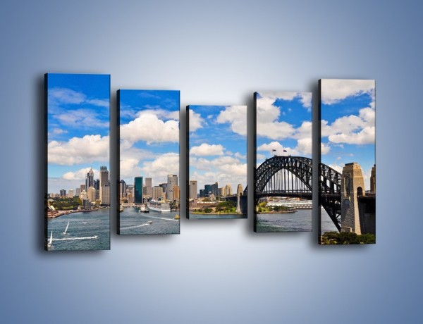 Obraz na płótnie – Panorama Sydney w pochmurny dzień – pięcioczęściowy AM784W2