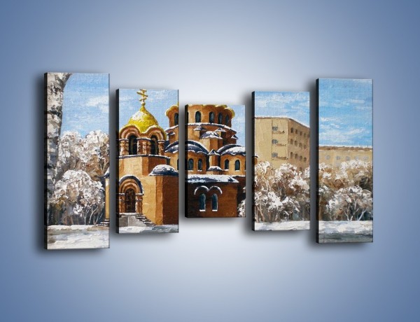 Obraz na płótnie – Cerkiew w trakcie zimy – pięcioczęściowy GR024W2