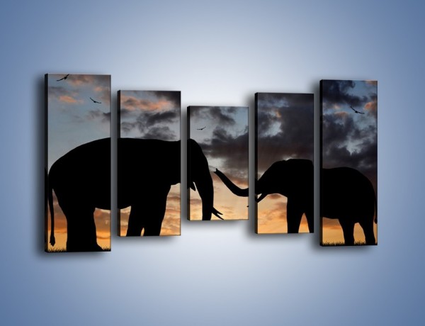 Obraz na płótnie – Dyskusja wśród słoni – pięcioczęściowy GR309W2