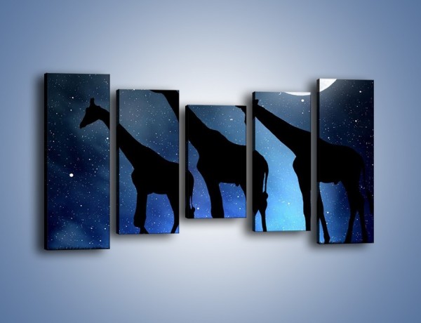 Obraz na płótnie – Żyrafie trio nocą – pięcioczęściowy GR316W2