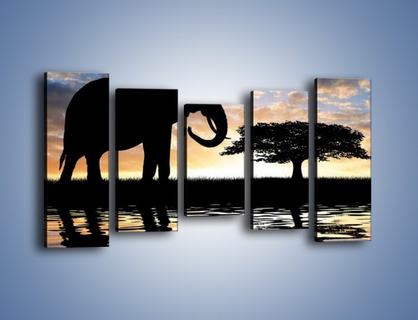 Obraz na płótnie – Samotność wśród słoni – pięcioczęściowy GR317W2