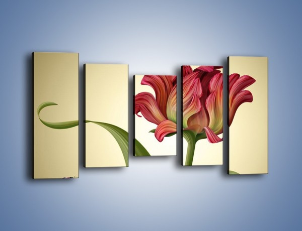Obraz na płótnie – Malutka biedroneczka i kwiat – pięcioczęściowy GR345W2