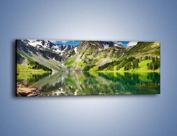 Obraz na płótnie – Góry w wodnym lustrze – jednoczęściowy panoramiczny KN010