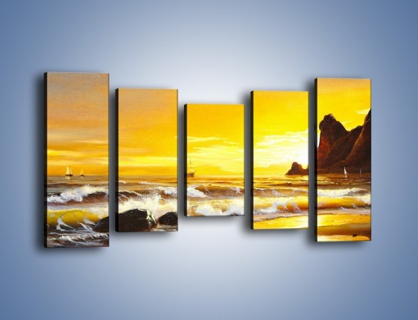 Obraz na płótnie – Morski krajobraz w zachodzącym słońcu – pięcioczęściowy GR476W2