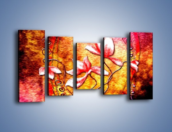 Obraz na płótnie – Kwiaty i ogień – pięcioczęściowy GR565W2