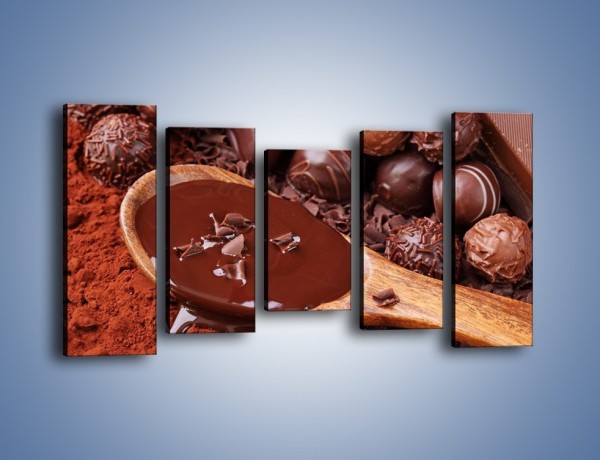 Obraz na płótnie – Praliny w płynącej czekoladzie – pięcioczęściowy JN018W2