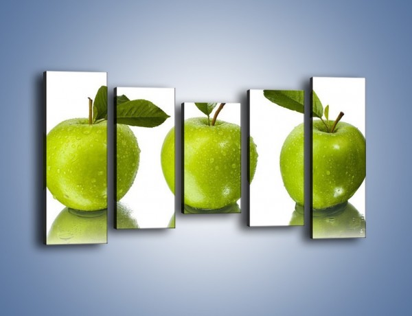 Obraz na płótnie – Świeżo umyte zielone jabłka – pięcioczęściowy JN047W2