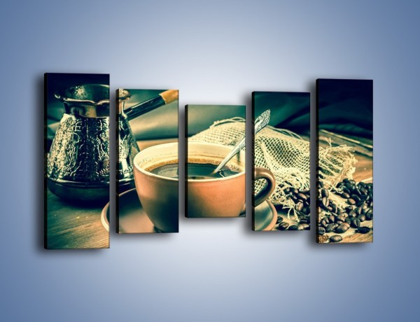 Obraz na płótnie – Czarna kawa arabica – pięcioczęściowy JN064W2