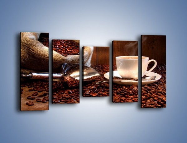 Obraz na płótnie – Poranna energia z kawą – pięcioczęściowy JN098W2