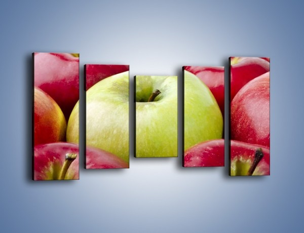 Obraz na płótnie – Zielone wśród czerwonych jabłek – pięcioczęściowy JN155W2