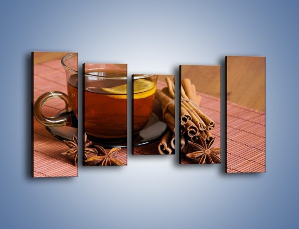 Obraz na płótnie – Rozgrzewająca filiżanka herbaty – pięcioczęściowy JN266W2